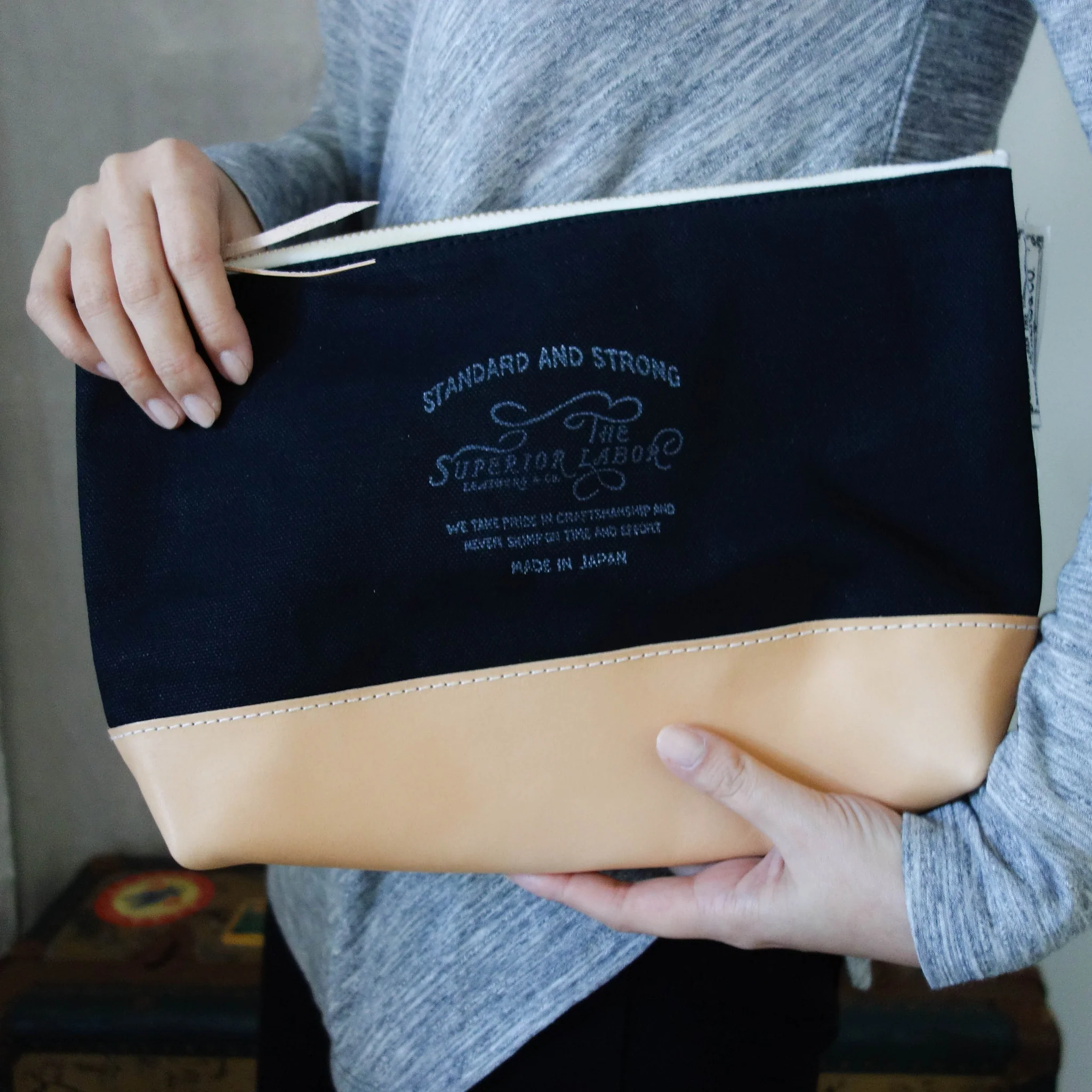 [TSL] Engineer Pouch // Black canvas w/nude leather - Image 12