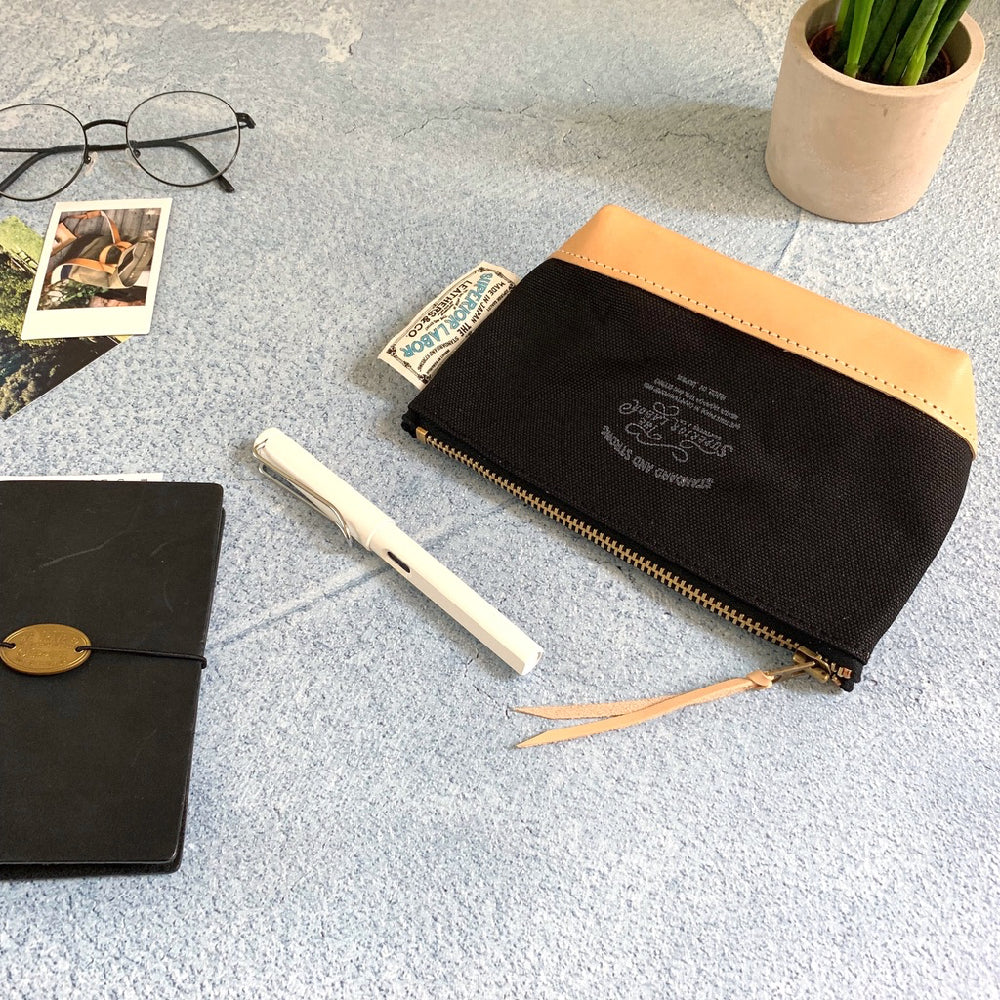 [TSL] Engineer Pouch // Black canvas w/nude leather - Image 4