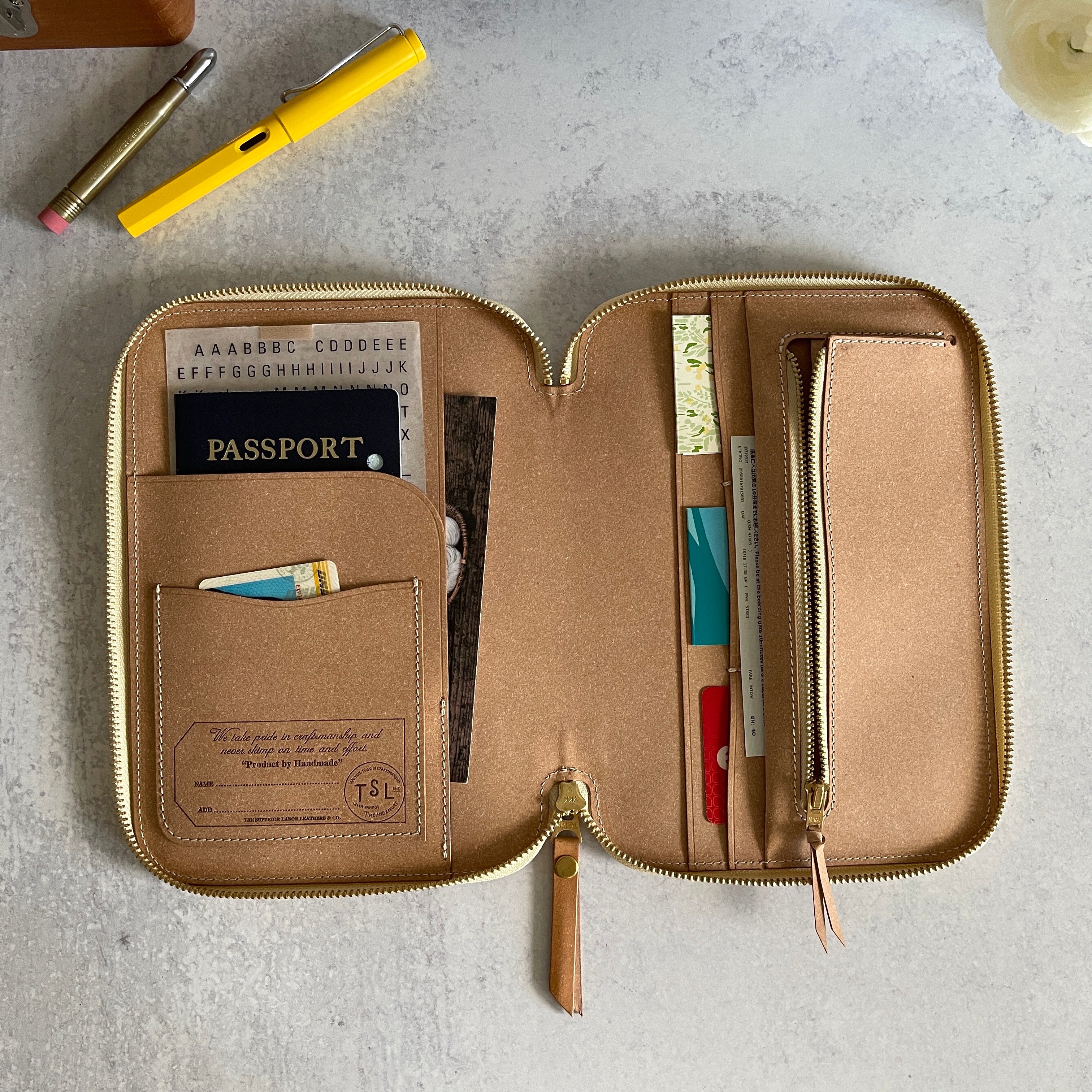 [TSL] Recycled Leather Zip Organizer // Celadon - Image 8