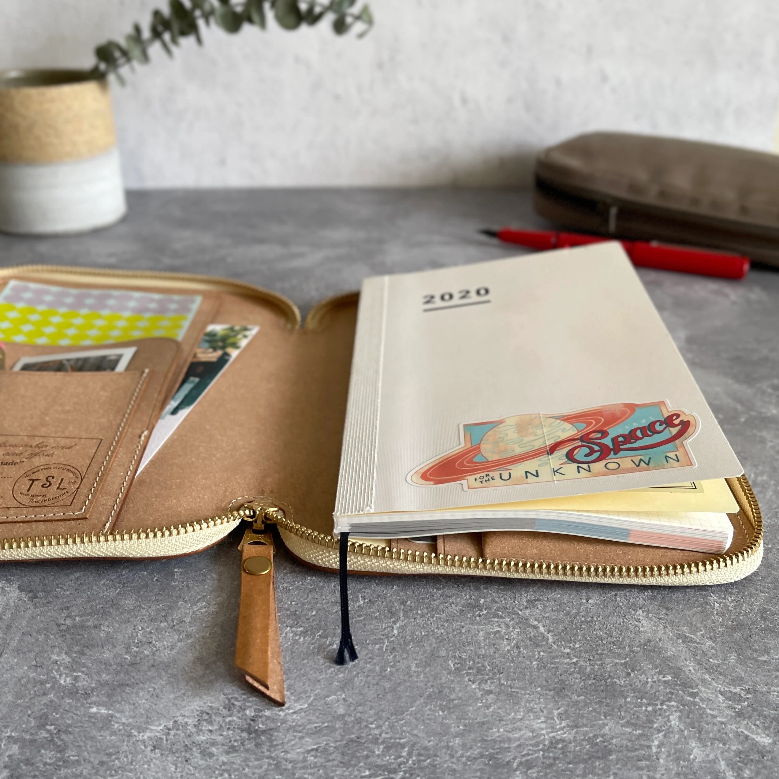 [TSL] Recycled Leather Zip Organizer // Dark Navy - Image 8